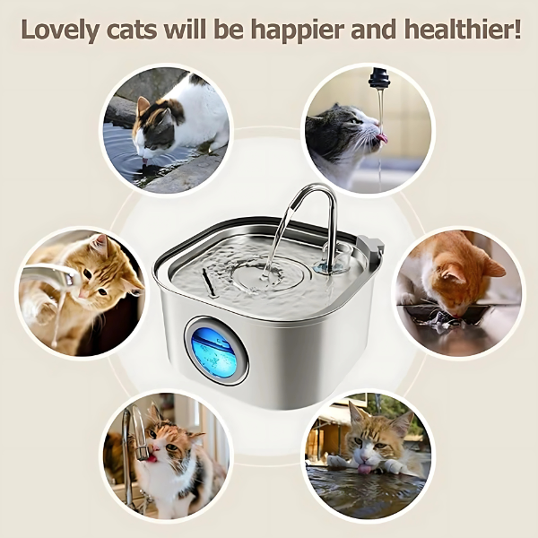 Purrify™ Advanced Automatic Stainless Steel Cat Water Fountain, 108 oz (3.2 L)