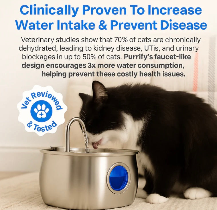 Purrify™ Advanced Automatic Stainless Steel Cat Water Fountain, 108 oz (3.2 L)