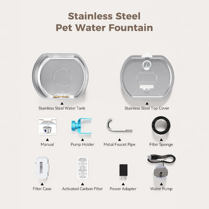 Purrify™ Advanced Automatic Stainless Steel Cat Water Fountain, 108 oz (3.2 L)